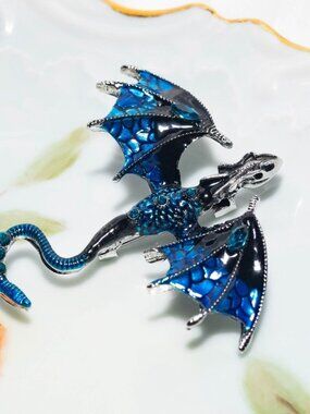 Betsey Johnson Draco Blue Dragon Brooch